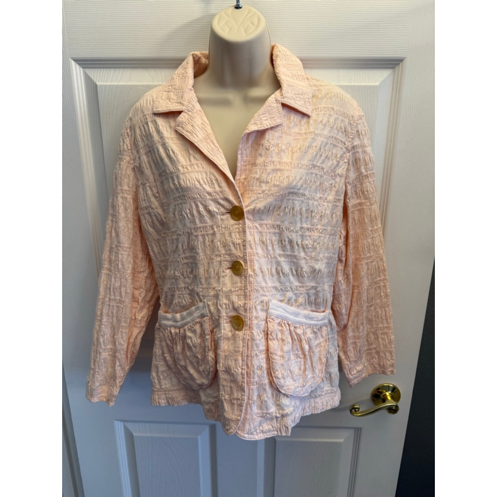 J.Jill peach pink seersucker stretch cotton jacket size S